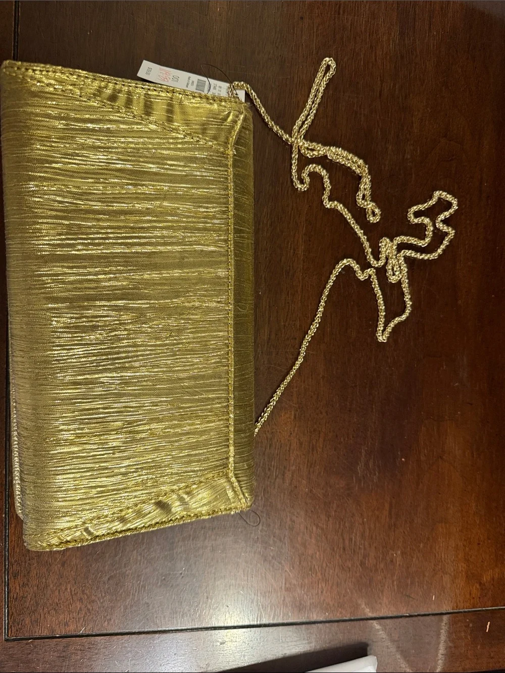 Gold Bow Accent Evening Clutch with Chain Strap